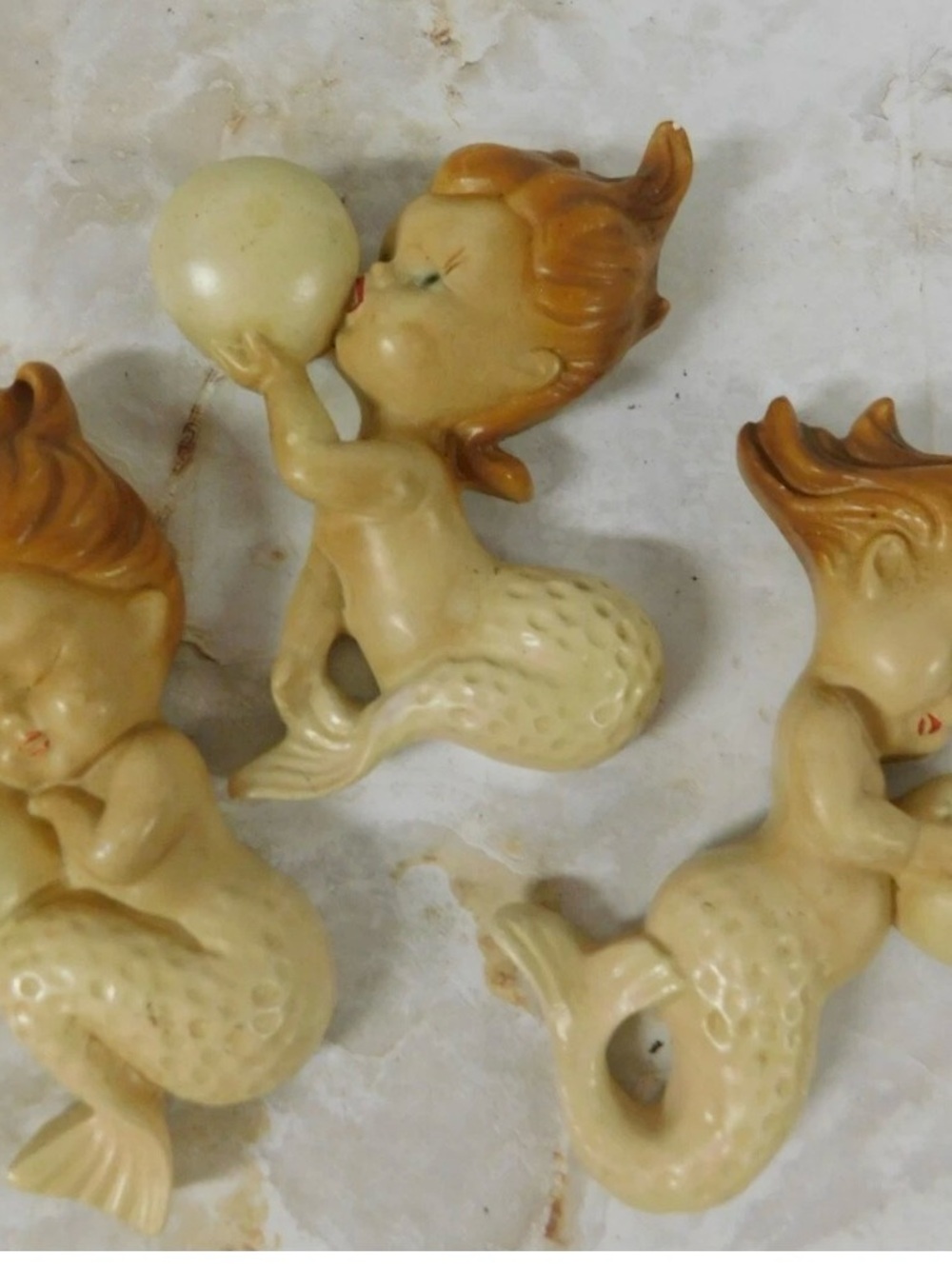Vintage-Inspired Cream & Brown Mermaid Wall Decor Set